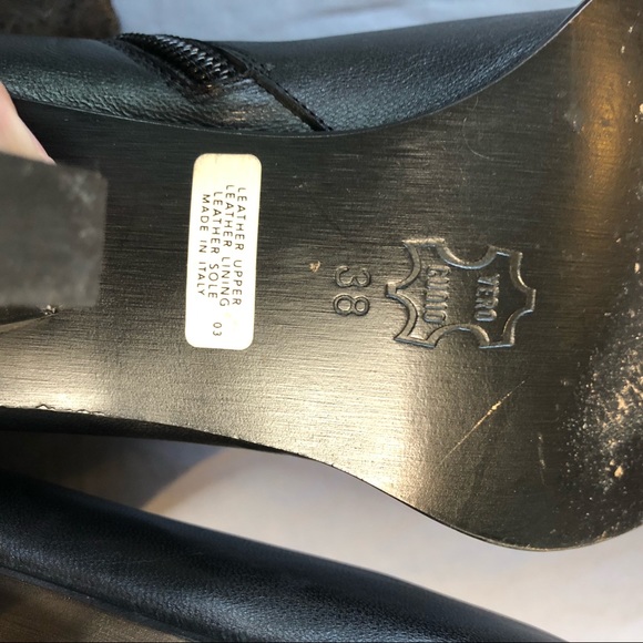 Vero Cuoio Franco Paolucci Black Italian Leather Filigree Cut Out Heeled Boots - Picture 7 of 9